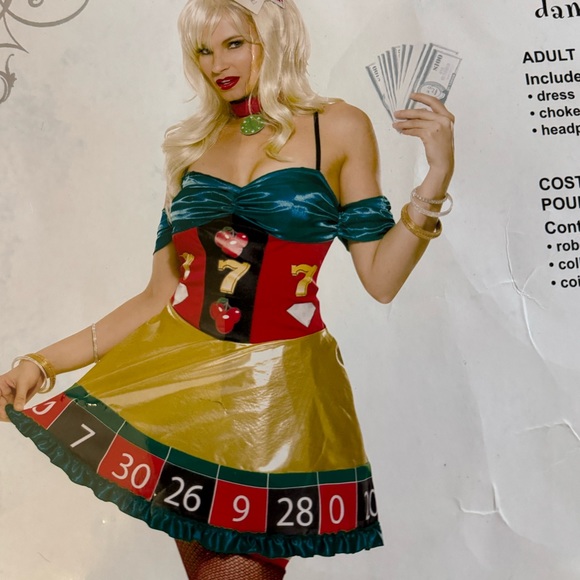 Lady Luck Roulette Gambling Casino costume size M set of 5 - Picture 3 of 11